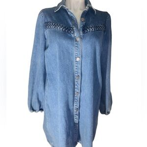 Able Los Angeles Denim Button-Up Front Midi Dress Long Sleeve Medium